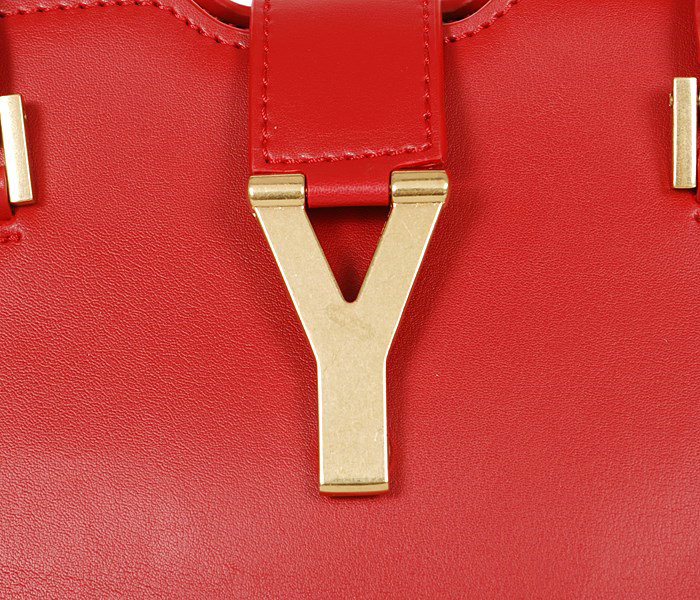 YSL medium cabas chyc calfskin leather bag 8337 red